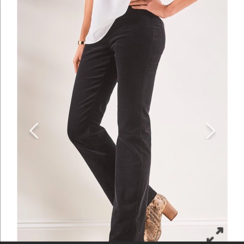 Soft Surroundings Bootcut Black Felt/Corduroy Jeans Full Length Size M